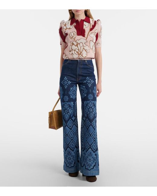 LaDoubleJ Pink Pumped Up Floral Polo Sweater