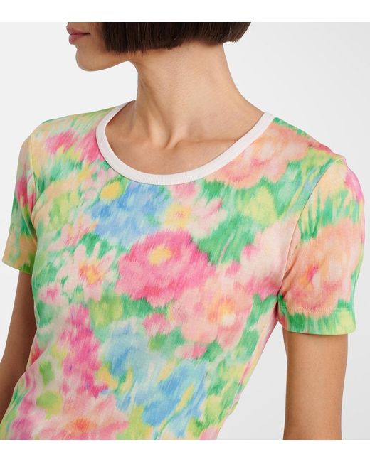 Prada Multicolor Triangle-Appliqué Printed Ribbed Cotton-Jersey T-Shirt