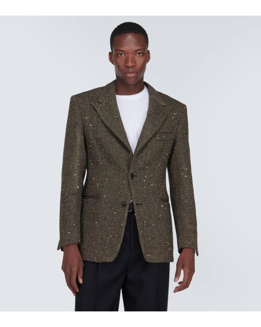 Winnie New York Green Herringbone Wool-blend Jacket for men