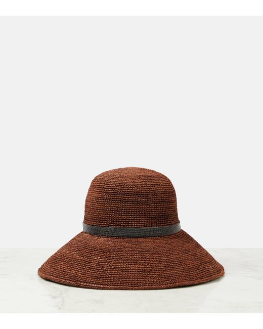 Brunello Cucinelli Brown Monili-embellished Straw Sun Hat