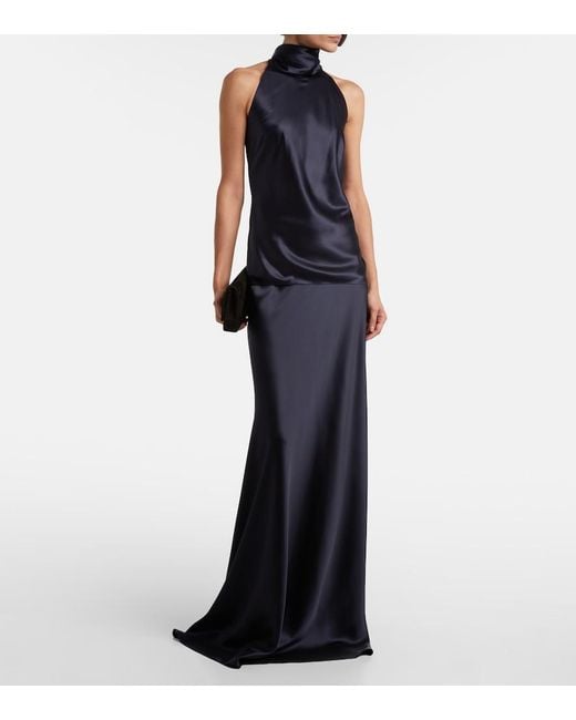 Ralph Lauren Blue Satin Maxi Skirt
