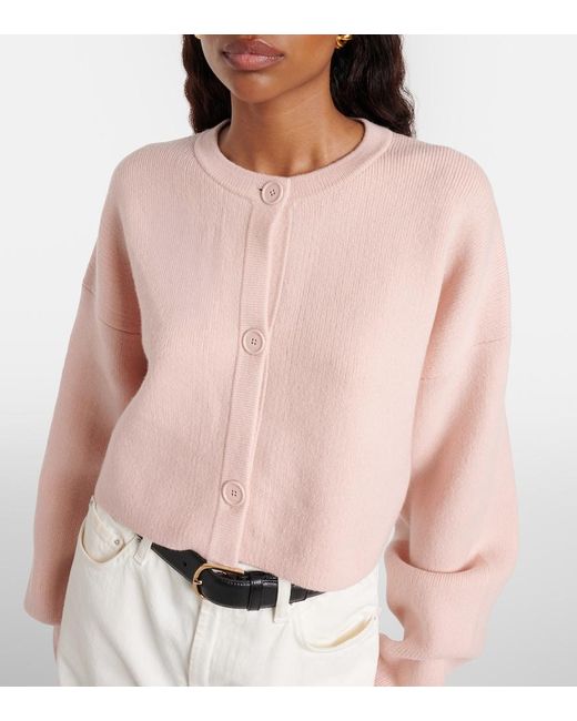 Totême  Pink Cropped Wool-Blend Cardigan
