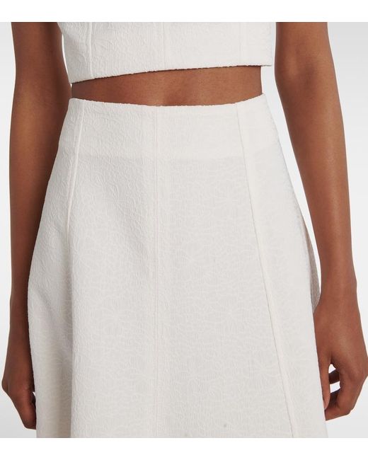 Veronica Beard White Fellini Floral Jacquard Midi Skirt