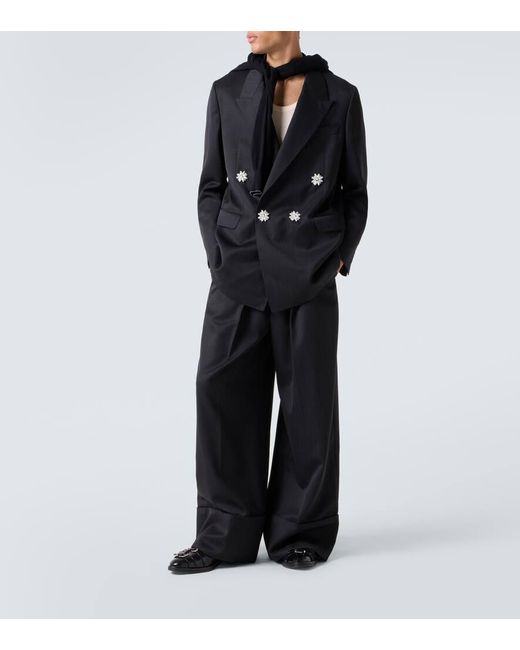 Simone Rocha Black Embellished Double-Breasted Blazer for men