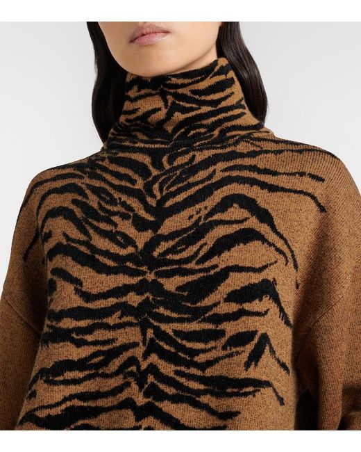 Alaïa Brown Jacquard Turtleneck Sweater