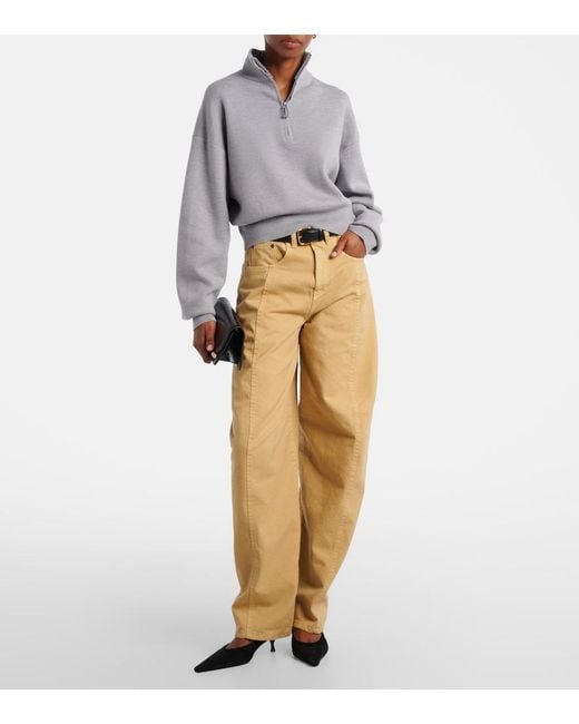 Victoria Beckham Gray Wool-Blend Half-Zip Sweater
