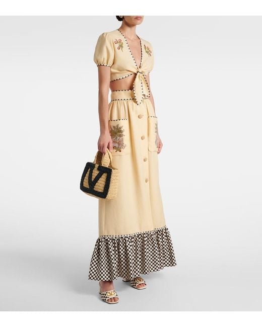Valentino Natural Plus De Pois Embroidered Maxi Skirt