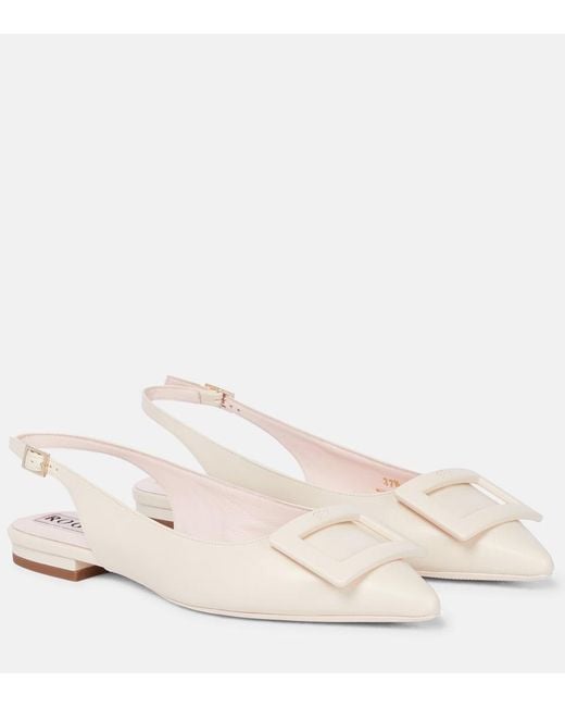 Roger Vivier Pink Gommettine Leather Slingback Flats
