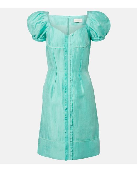 ShuShu/Tong Green Linen-Blend Midi Dress