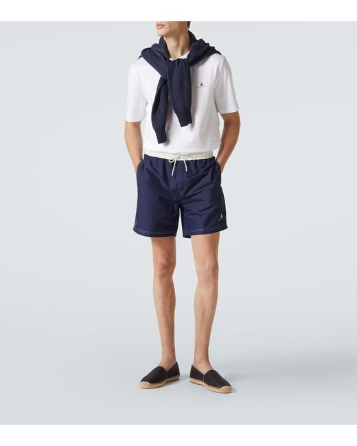 Camiseta En Jersey De Algodon Con Logo Brunello Cucinelli de hombre de color White