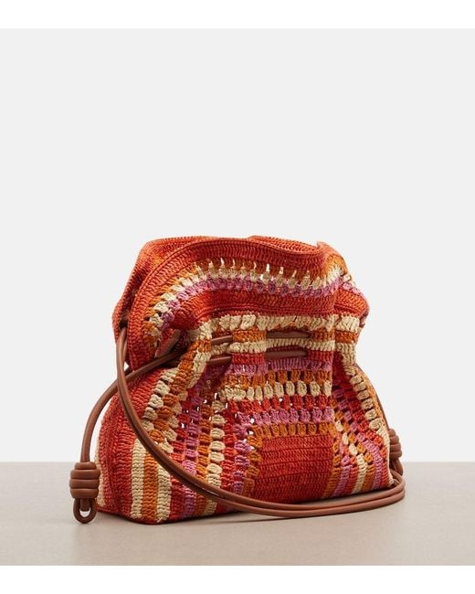 Loewe Red Paula's Ibiza Flamenco Medium Raffia Clutch