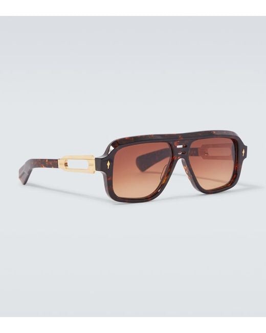 Jacques Marie Mage Brown X Glenn Gould Fugue Aviator Sunglasses for men