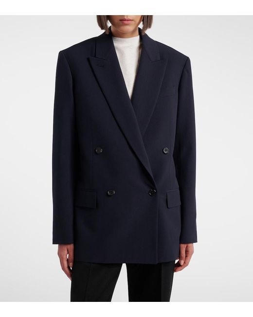 The Row Blue Paden Double-Breasted Virgin Wool Blazer
