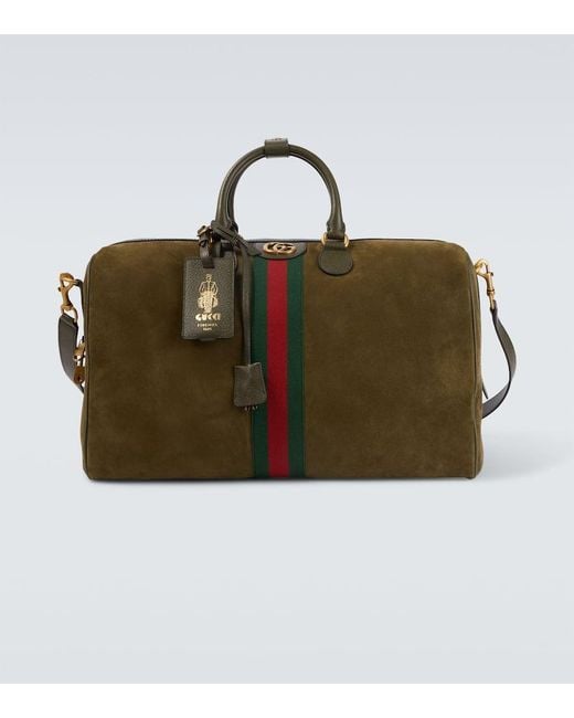 Gucci Green Savoy Medium Suede Duffel Bag for men