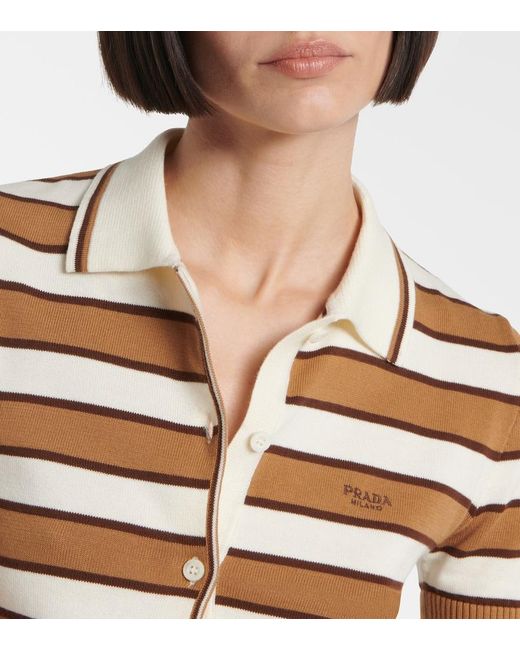 Prada Brown Striped Cotton Top
