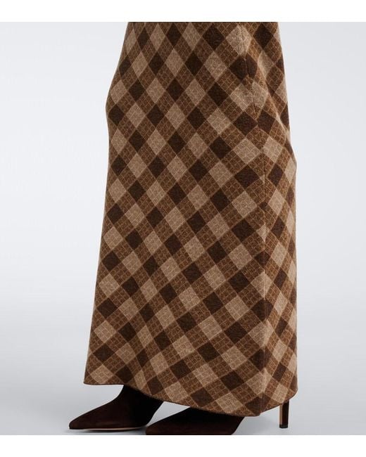 AYA MUSE Natural Kae Plaid Midi Skirt