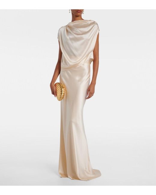 The Sei Natural Draped Silk Satin Top