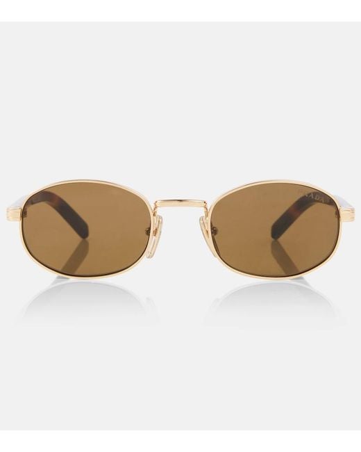 Prada Brown Iconic Plaque Round Sunglasses