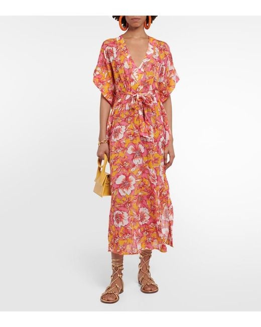 Poupette Red Andrea Floral Kaftan