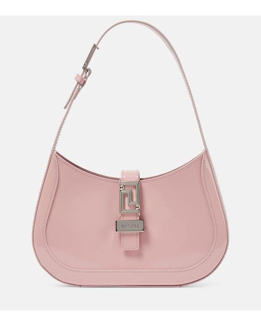 Versace Pink Greca Goddess Small Patent Leather Shoulder Bag