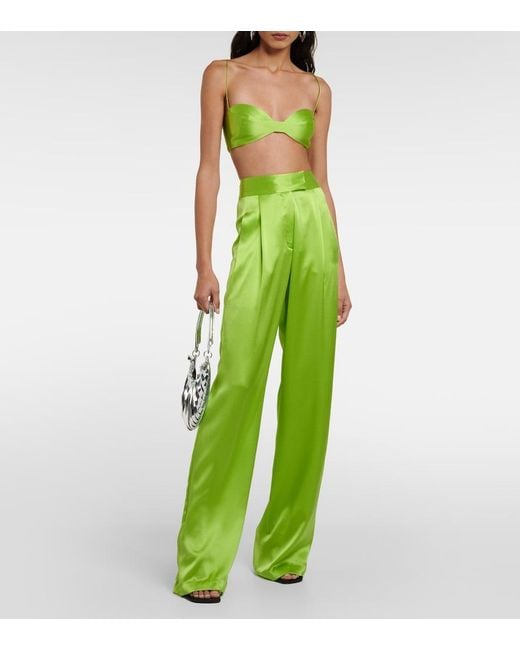 The Sei Green Silk Satin Bra Top