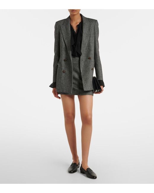 Blazé Milano Gray Coci Herringbone Wool-Blend Miniskirt