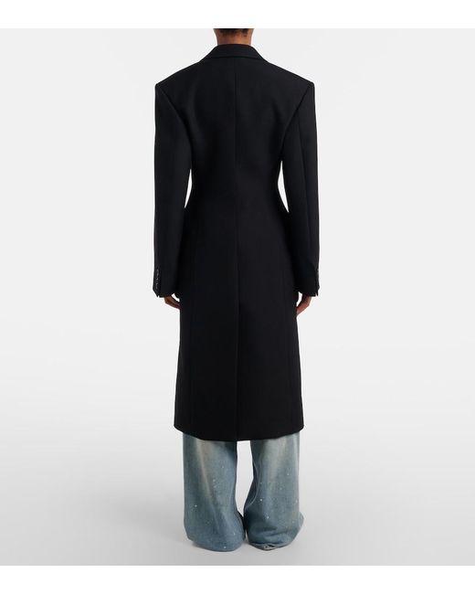 Acne Black Double-Breasted Peplum Wool Coat