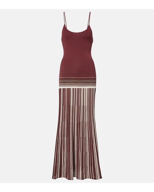 Faithfull The Brand Purple Cecile Striped Cotton-Blend Maxi Dress