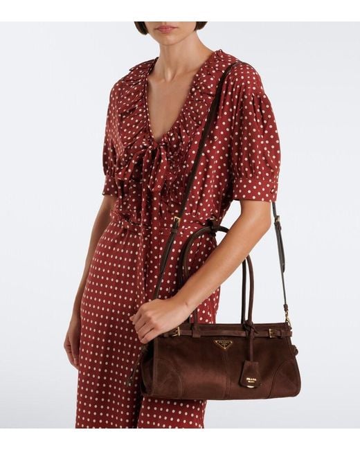 Prada Brown Bonnie Mini Suede Top-Handle Bag