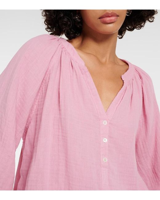 Velvet Pink Bluse Vivi aus Baumwoll-Gaze
