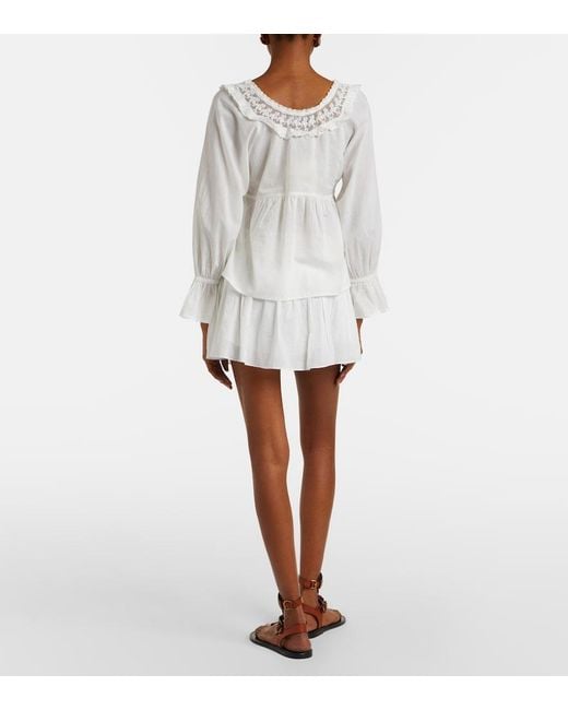 Posse White Danielle Lace-Trimmed Cotton Skort