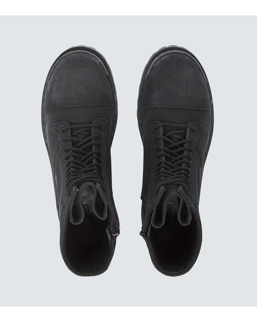 Balenciaga Black Combat Strike Canvas Lace-Up Boots for men