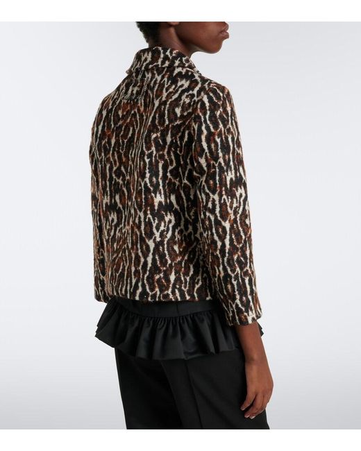 Ganni Black Leopard-Print Jacquard Jacket