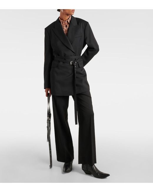 Blazer Con Cinturon Acne de color Black