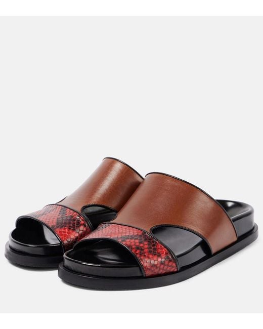 Dries Van Noten Brown Leather Slides