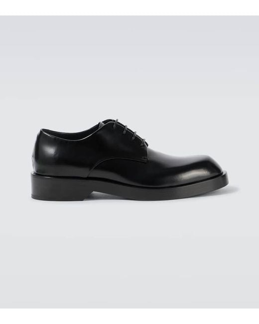 Jil Sander Polished Leather Derby Shoes in Black for Men | Lyst UK