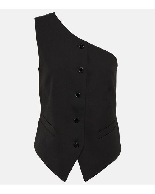 Acne Black Asymmetric Wool-blend Vest