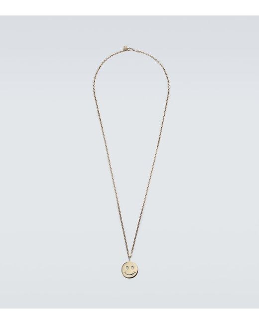 Sydney Evan Halskette Happy Face Aus 14Kt Gelbgold in White für Herren