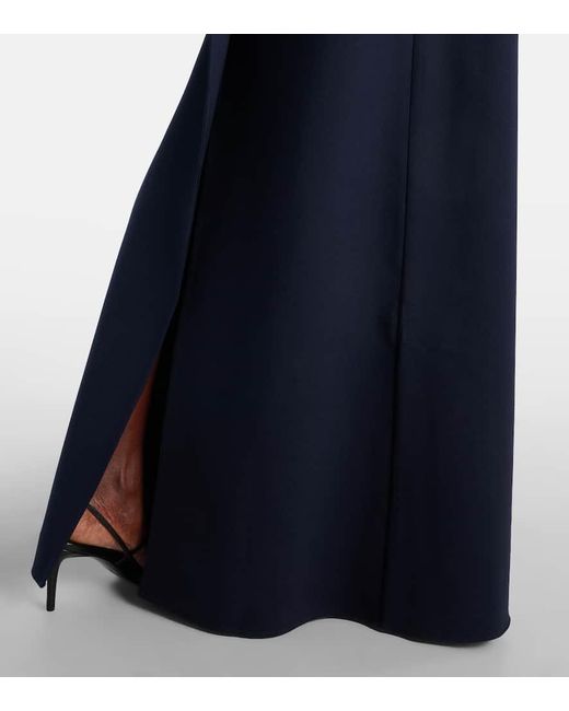 Vestido De Fiesta En Mezcla De Lana Adornado Oscar de la Renta de color Blue