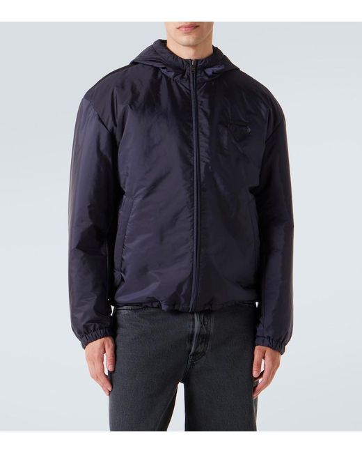 Prada Blue Hooded Re-Nylon Jacket for men