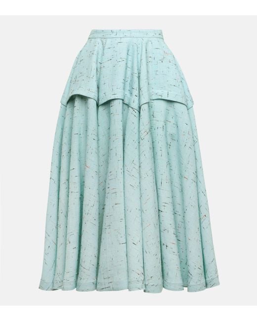 Bottega Veneta Blue Tiered Textured Midi Skirt