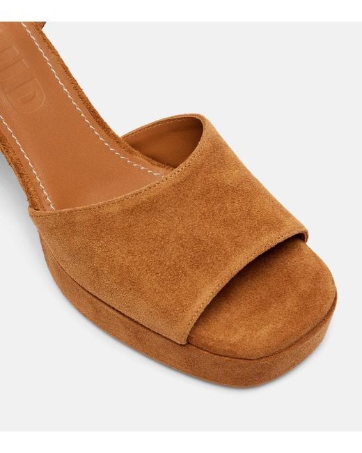 Staud Brown Jodie 105 Suede Platform Sandals