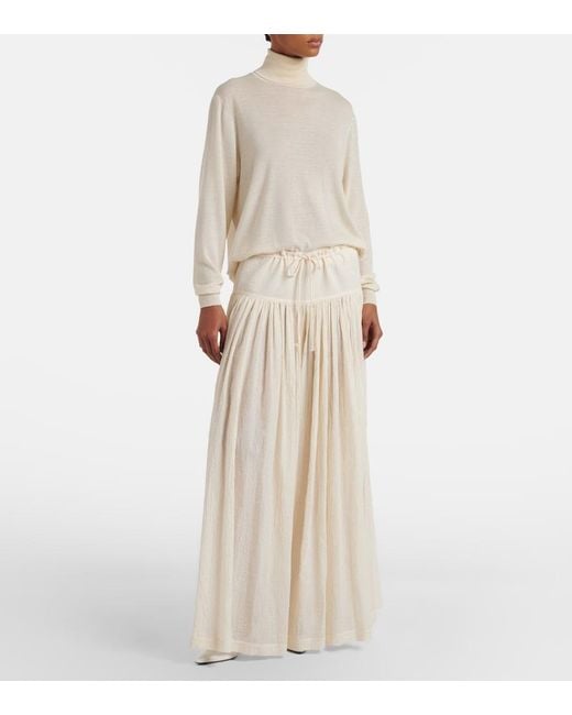 The Row White Berenice Cotton Muslin Wide-Leg Pants