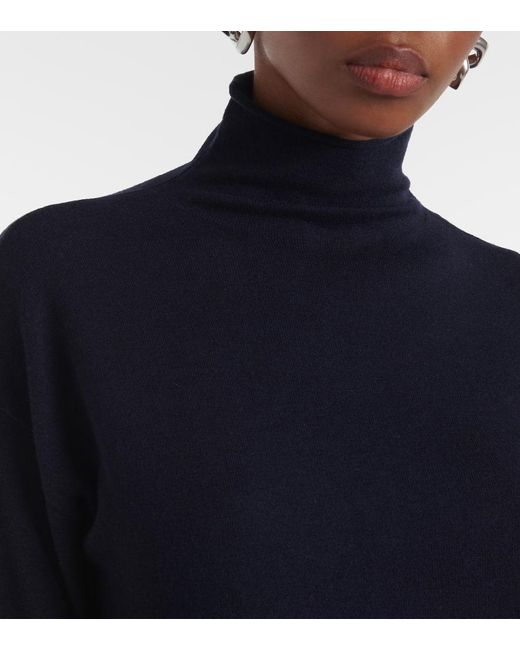Max Mara Blue Treviso Wool Turtleneck Sweater