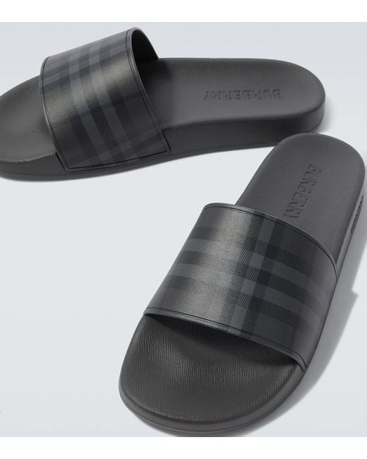 Burberry Black Check Slides for men