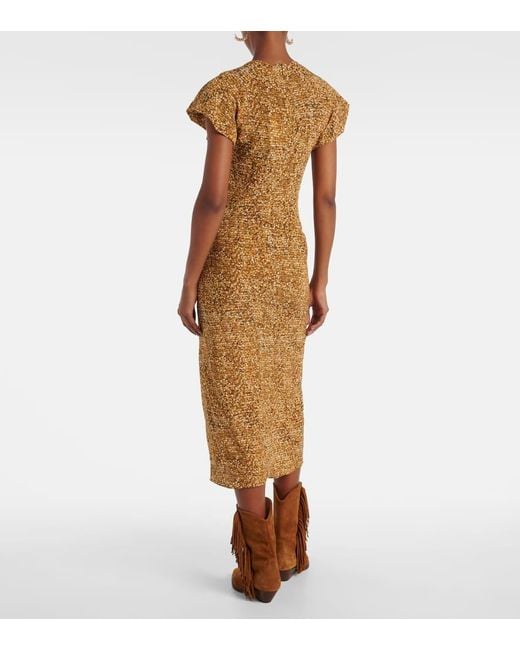 Isabel Marant Metallic Terena Printed Silk-Blend Midi Dress