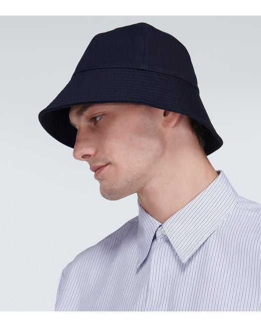 Jil Sander Blue Cotton Bucket Hat for men