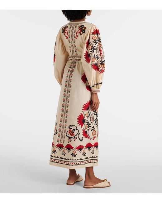 Farm Rio Red Cashew Mandala Cream Printed Maxi Dress