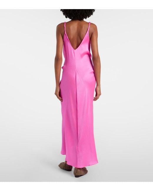 J.W. Anderson Pink Gathered Silk Maxi Dress
