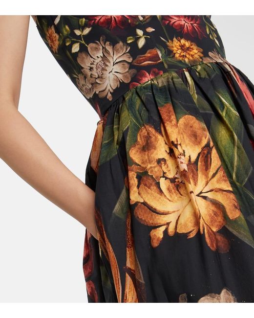 Agua Bendita Orange Tonia Floral Lace-Trimmed Cotton Maxi Dress